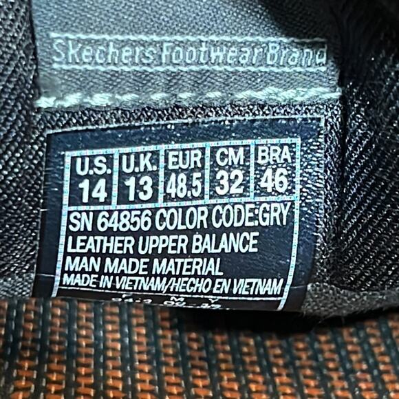 Skechers Harper Epstein Relaxed Fit Gray Leather Lace-Up Sneakers Mens Size 14 - Picture 12 of 12